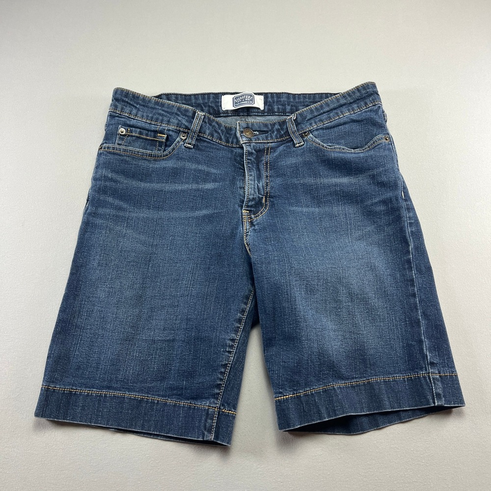 Signature By Levi Strauss & Co. Bermuda Shorts Women 8 Blue Denim Cotton Stretch